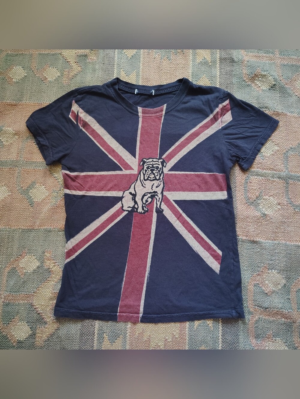 Y2k Vintage British Bulldog UK Flag Baby Tee Small London Girls Union Jack  S